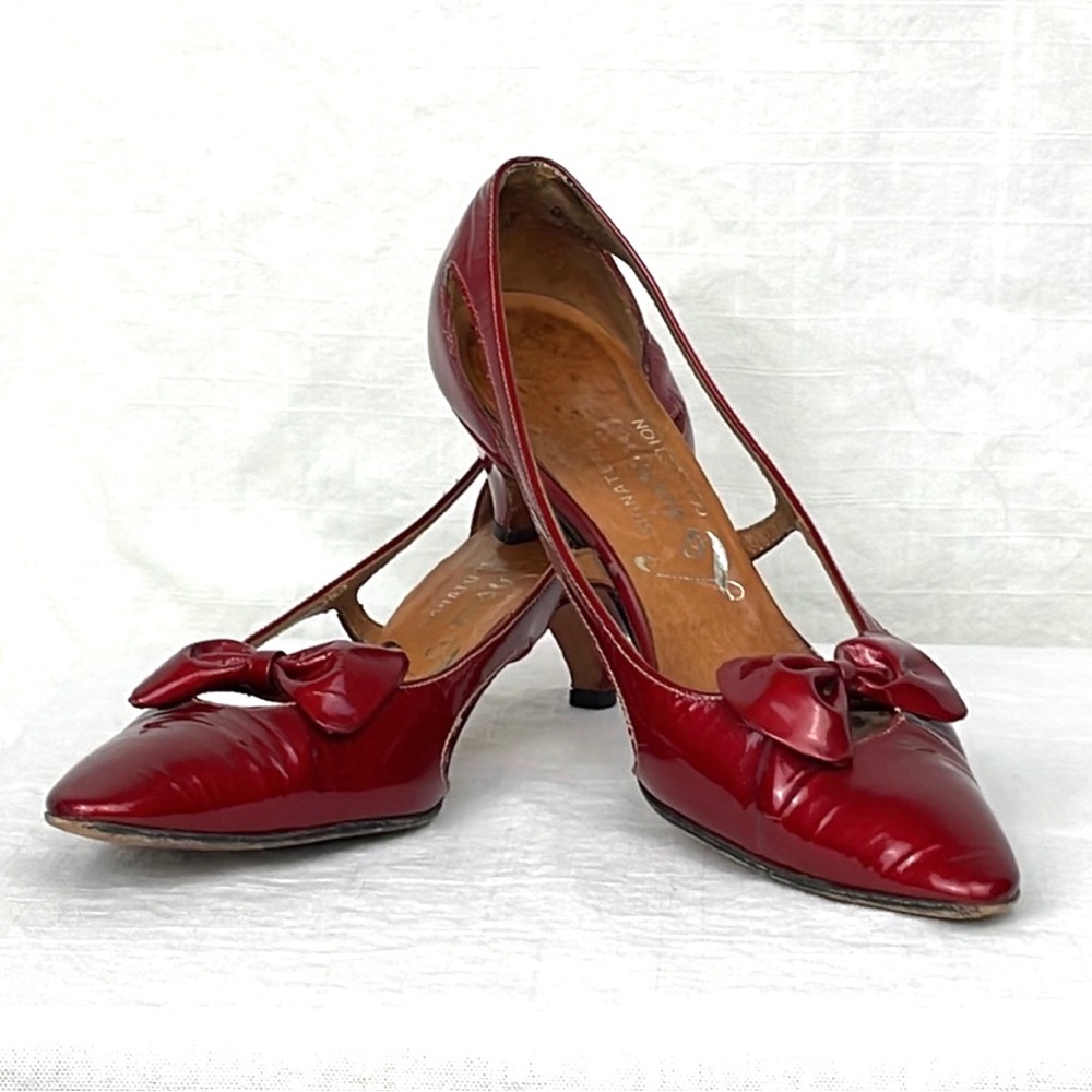 Rare Vintage Levinson’s Signature Collection Candy Apple Red Patent Shoes 60s - Picture 1 of 16